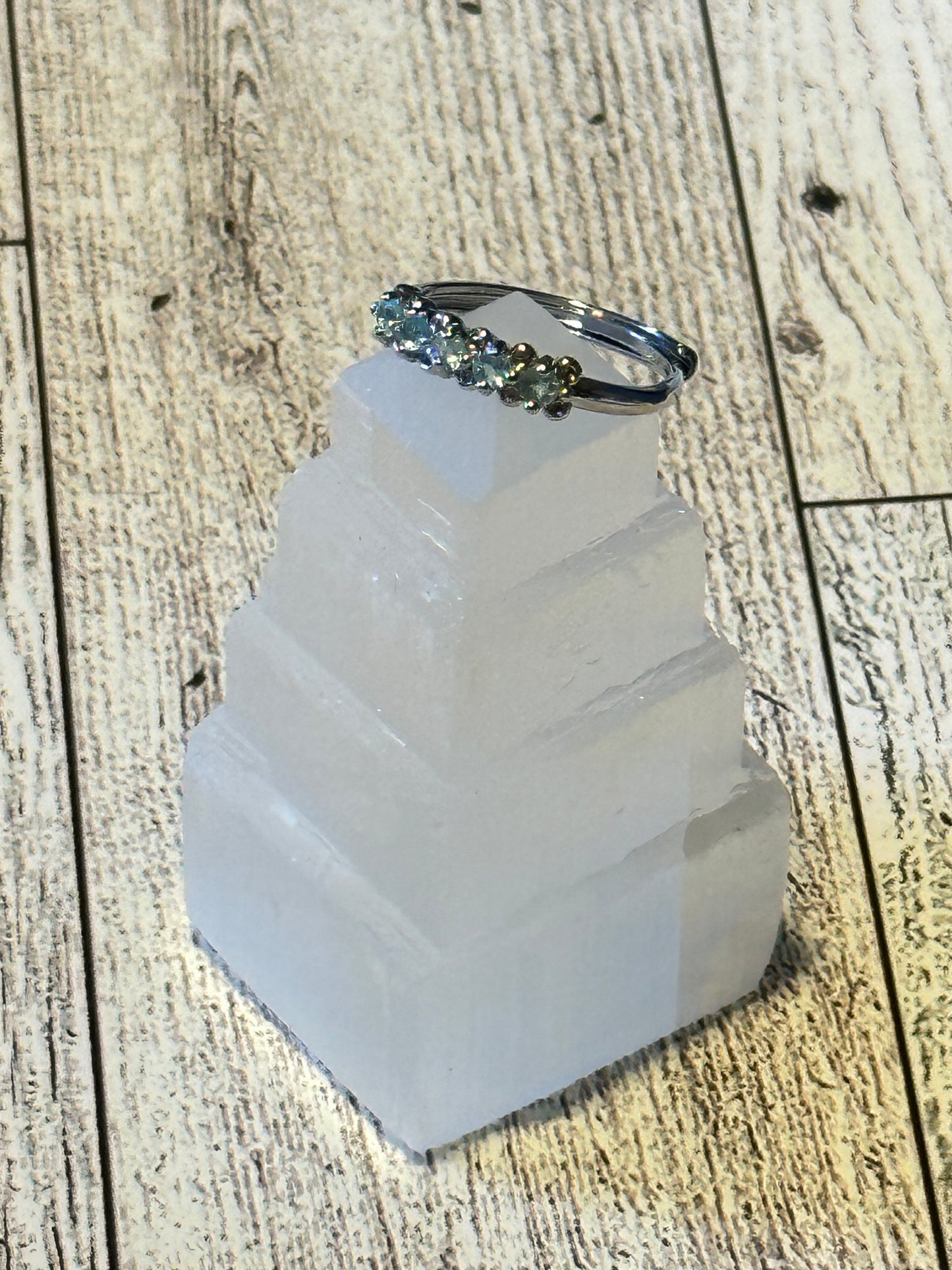 Aquamarine Ring (Quarter Eternity Band)