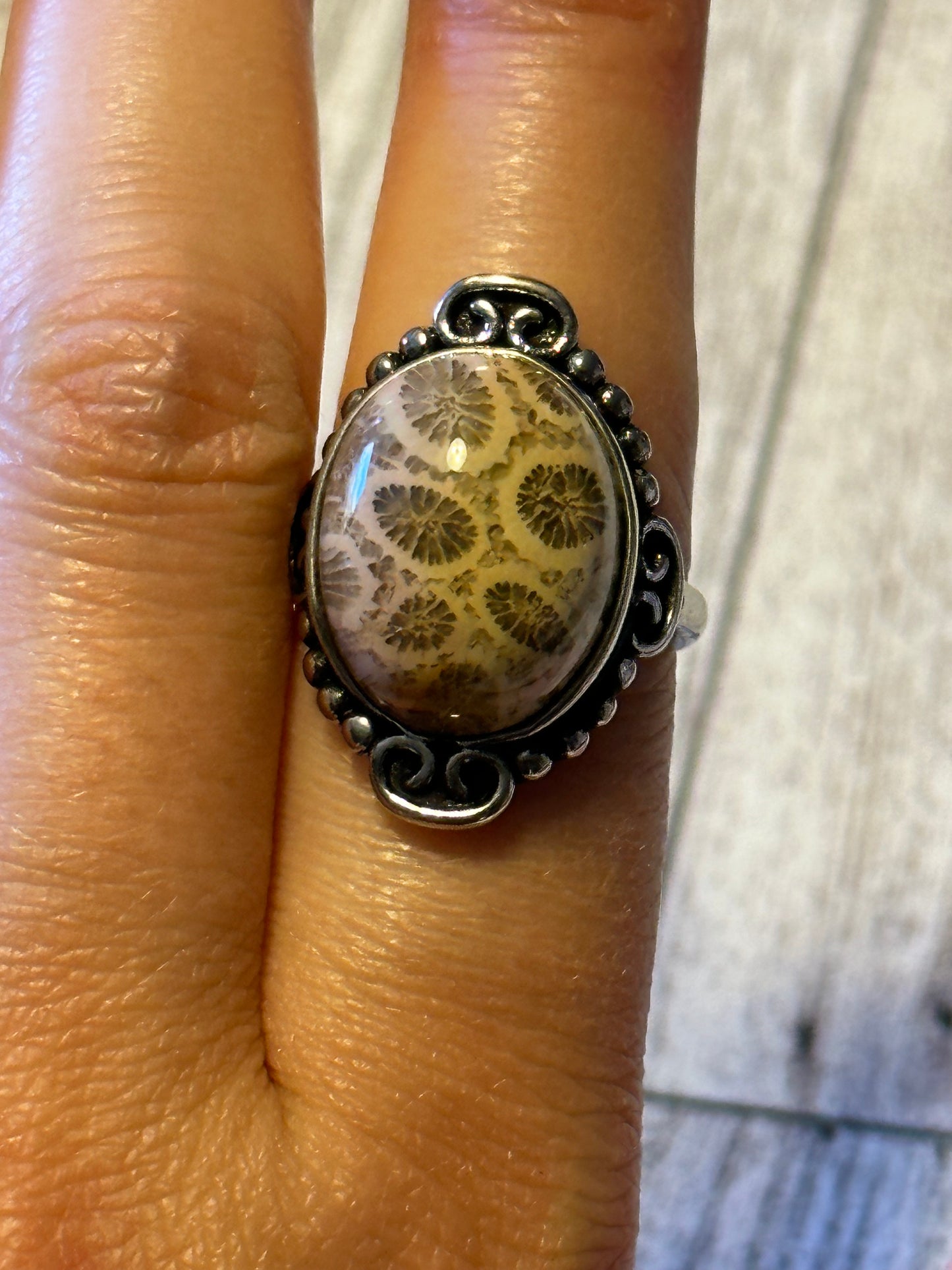 Fossil Coral Cocktail Ring