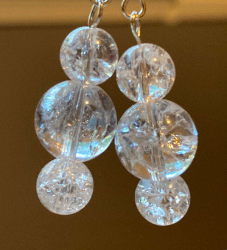 Cracked Quartz Earrings (3-bead)