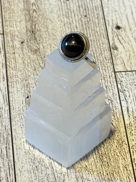 Cross Obsidian Ring