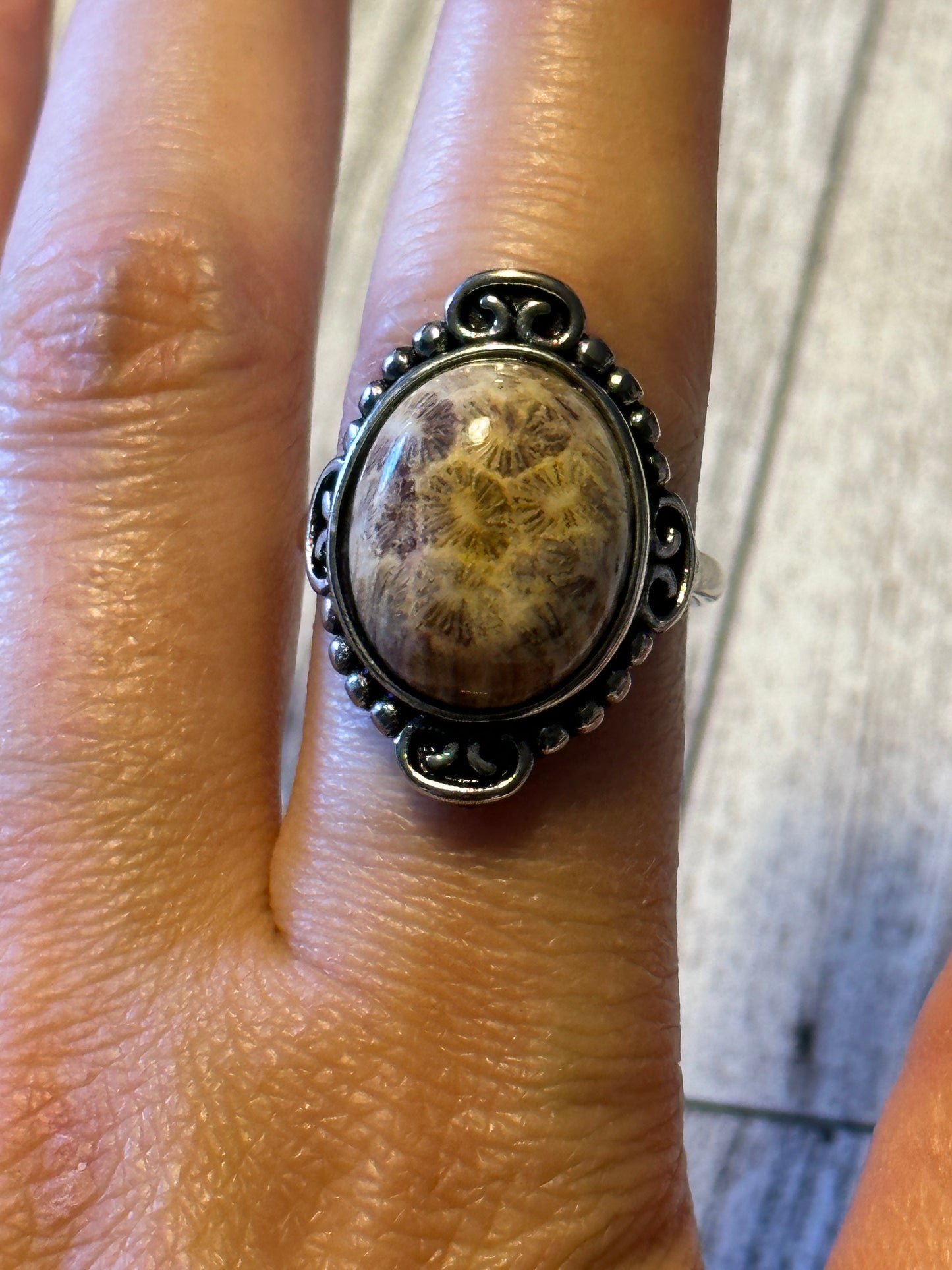 Fossil Coral Cocktail Ring