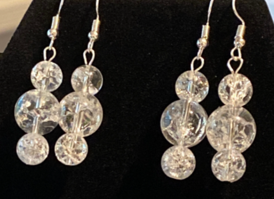 Cracked Quartz Earrings (3-bead)